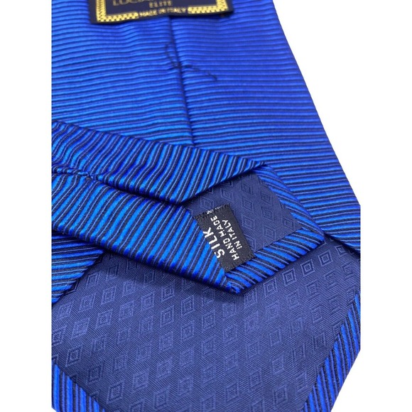 Luciano Gatti Elite Tie Blue Black Textured Necktie 100% Silk Italy Made Luxury - Picture 7 of 8